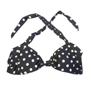 NEW Esther Williams Womens Plus Size Black White Polka Dot Halter Swim Top, 20W